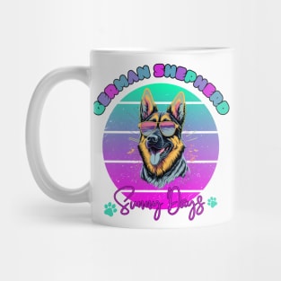 Retro Purple Green German Shepherd Dog Mug
